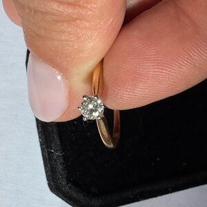 14K yellow gold natural diamond solitaire engagement ring
